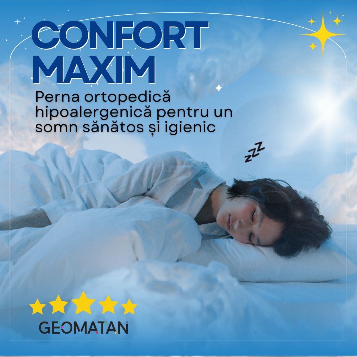 Pernă Ortopedică Premium, din Spumă cu Memorie, GEOMATAN®, Suport Ergonomic pentru Gât și Coloana, ideală pentru Alinierea Cervicală, Reducerea Durerilor și Tensiunii, Somn Odihnitor și Confortabil, Material Hipoalergenic, pentru Somn Fără Sforăit - imagine 3