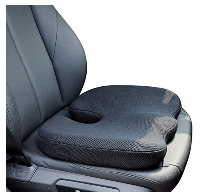 Perna ortopedică șezut GEOMATAN®, spumă cu memorie Premium, până la 100 kg, pentru scaun birou sau mașină, confort Coccis, Husă respirabilă și anti-alunecare, Sciatică, Dureri, Hemoroizi, 45x35x7 cm, Mesh - imagine 2