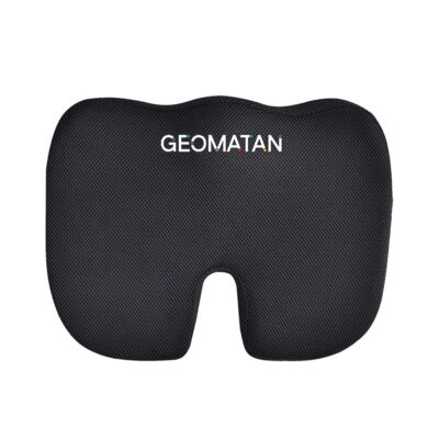 Perna ortopedică șezut GEOMATAN®, spumă cu memorie Premium, până la 100 kg, pentru scaun birou sau mașină, confort Coccis, Husă respirabilă și anti-alunecare, Sciatică, Dureri, Hemoroizi, 45x35x7 cm, Mesh