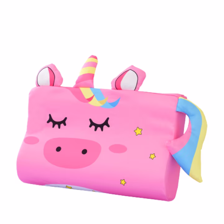 Perna pentru copii, din spuma cu memorie Premium, Husa hipoalergenica, respirabila, personaj Pink Unicorn, Toddler 2+ Ani - imagine 9