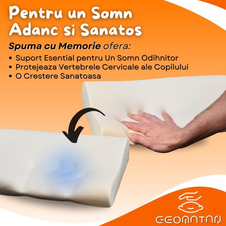 Perna pentru copii, din spuma cu memorie Premium, Husa hipoalergenica, respirabila, personaj Pink Unicorn, Toddler 2+ Ani - imagine 6