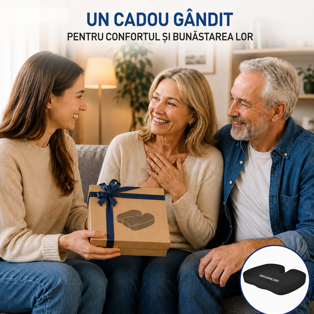 Perna ortopedică șezut GEOMATAN®, spumă cu memorie Premium, până la 100 kg, pentru scaun birou sau mașină, confort Coccis, Husă respirabilă și anti-alunecare, Sciatică, Dureri, Hemoroizi, 45x35x7 cm, Mesh - imagine 9