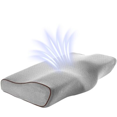 Pernă Ortopedică dormit GEOMATAN®, Spumă cu Memorie, Suport Ergonomic pentru Gât și Coloana, ideală pentru Alinierea Cervicală, Reducerea Durerilor și Tensiunii, Somn Odihnitor și Confortabil, Material Hipoalergenic, Anatomică, Anti-Sforăit, 60x35x11/7 cm