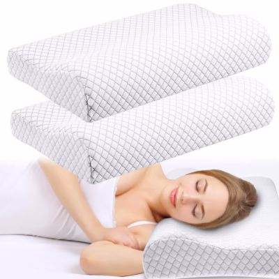 Pernă Ortopedică dormit GEOMATAN®, Spumă cu memorie, Formă ergonomică pentru Gât și Umeri, Susținere Cervicală, Termoreglare, Anti-Sforăit, Confort pentru somn Liniștit în orice anotimp, Husă respirabilă, Reducerea durerilor și tensiunii, 55x35x11/8 cm