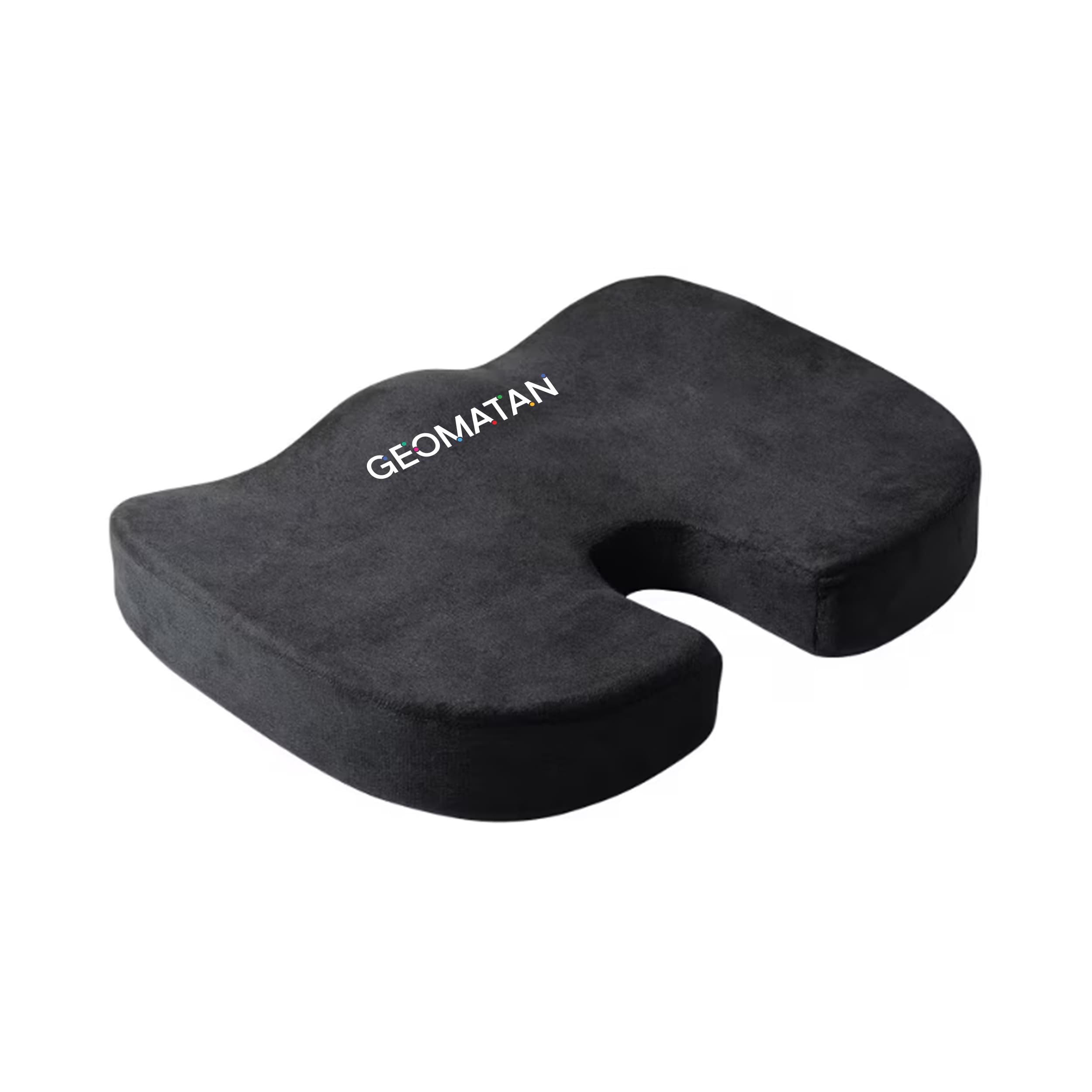 Pernă ortopedică șezut GEOMATAN®, spumă cu memorie Premium, până la 100 kg, pentru scaun birou sau mașină, confort coccis, husă respirabilă și anti-alunecare, sciatică, dureri, hemoroizi, 45x35x7 cm, catifea