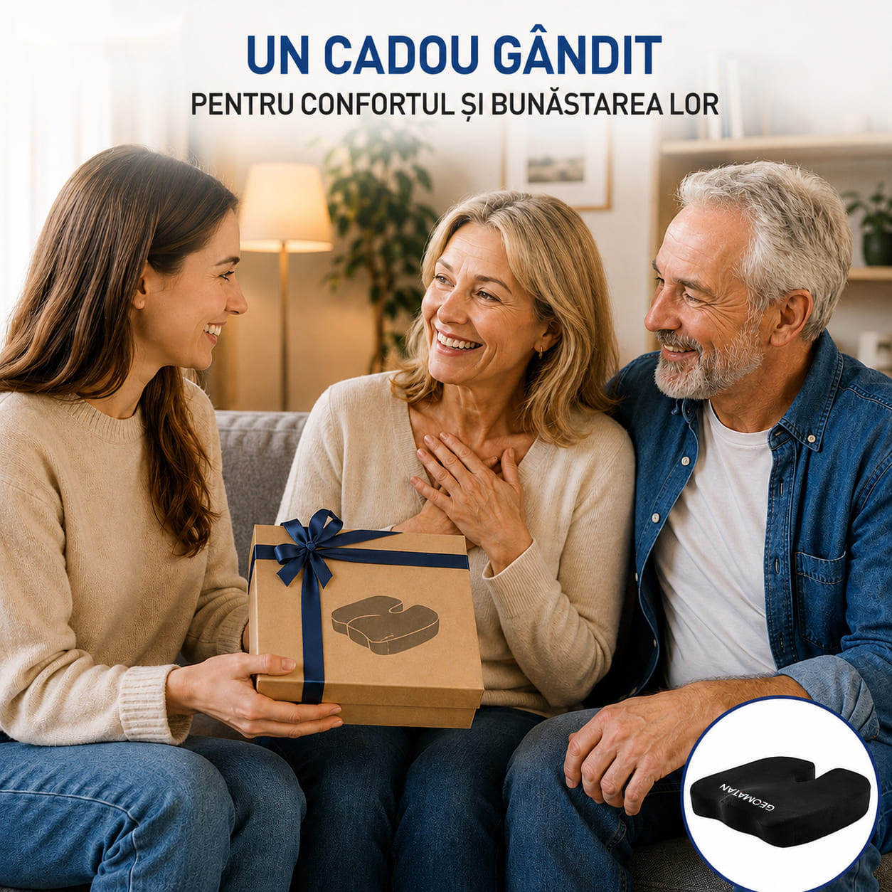 Pernă ortopedică șezut GEOMATAN®, spumă cu memorie Premium, până la 100 kg, pentru scaun birou sau mașină, confort coccis, husă respirabilă și anti-alunecare, sciatică, dureri, hemoroizi, 45x35x7 cm, catifea - imagine 8