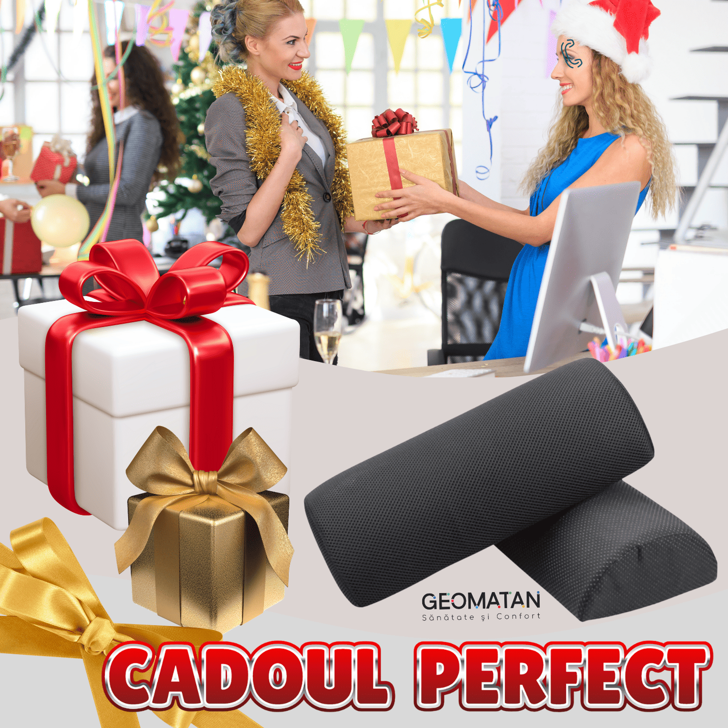 Suport pentru picioare, GEOMATAN®, 5 moduri utilizare, Ergonomic, îmbunătățirea posturii, reducerea durerilor lombare, relaxare musculară, susținere genunchi, stimularea circulației, husă antialunecare, Confortabil pentru birou și acasă, negru obsidian - imagine 10