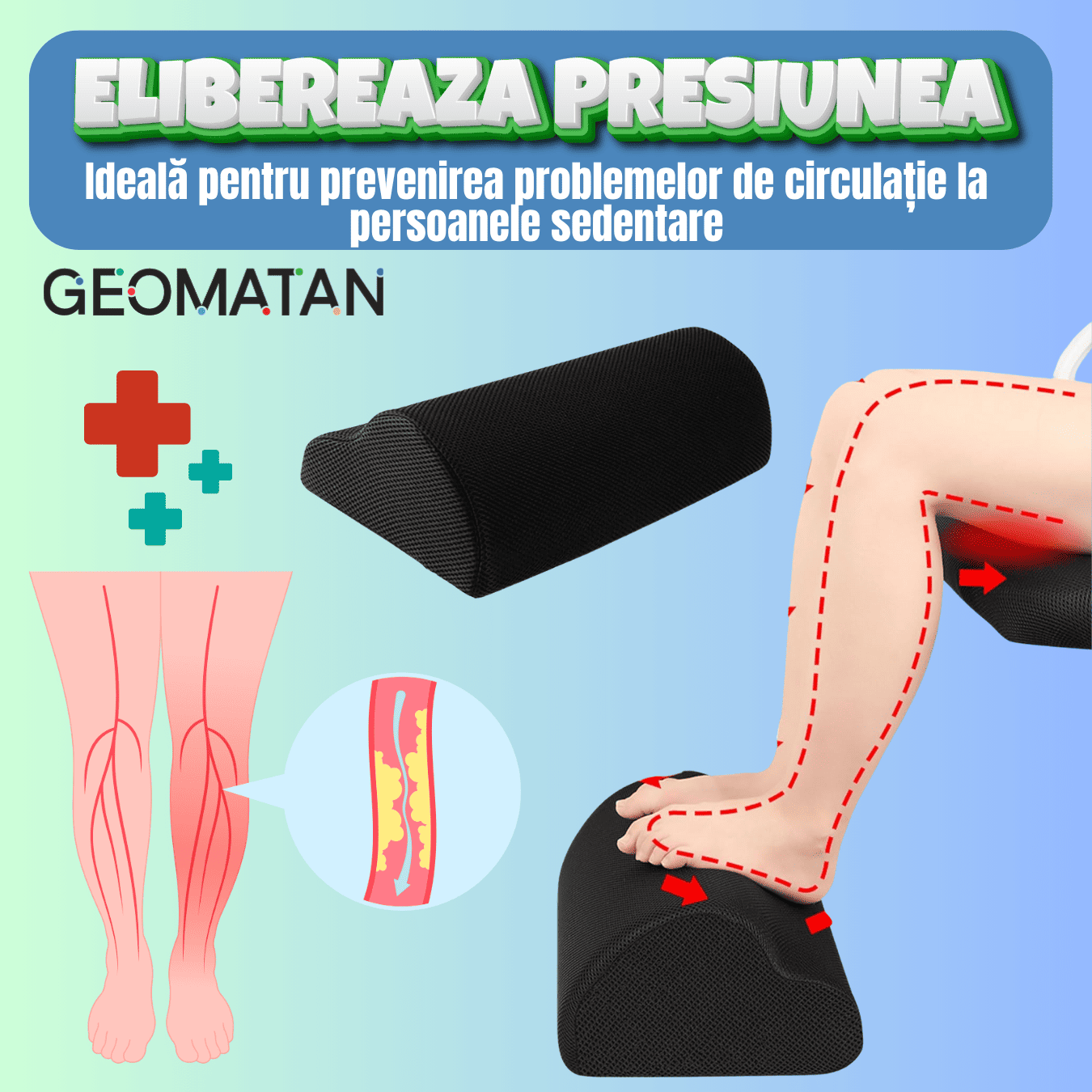 Suport pentru picioare GEOMATAN®, ortopedic, design ergonomic, formă de nor, multifuncțional, ideal pentru birou și acasă, îmbunătățește postura, reduce oboseală, confort și relaxare, husă lavabilă și respirabilă, negru intens - imagine 3