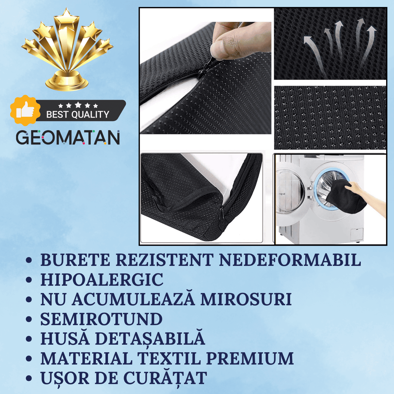 Suport pentru picioare GEOMATAN®, ortopedic, design ergonomic, formă de nor, multifuncțional, ideal pentru birou și acasă, îmbunătățește postura, reduce oboseală, confort și relaxare, husă lavabilă și respirabilă, negru intens - imagine 6