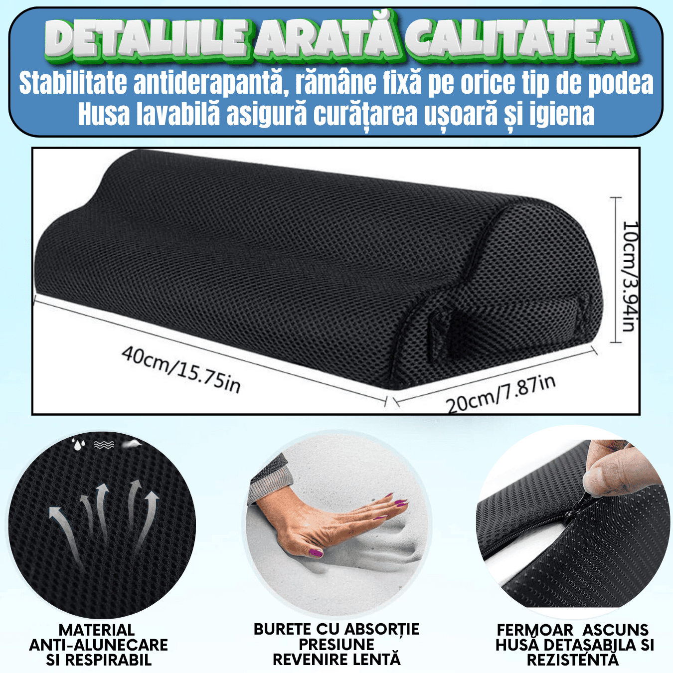 Suport pentru picioare GEOMATAN®, ortopedic, design ergonomic, formă de nor, multifuncțional, ideal pentru birou și acasă, îmbunătățește postura, reduce oboseală, confort și relaxare, husă lavabilă și respirabilă, negru intens - imagine 8