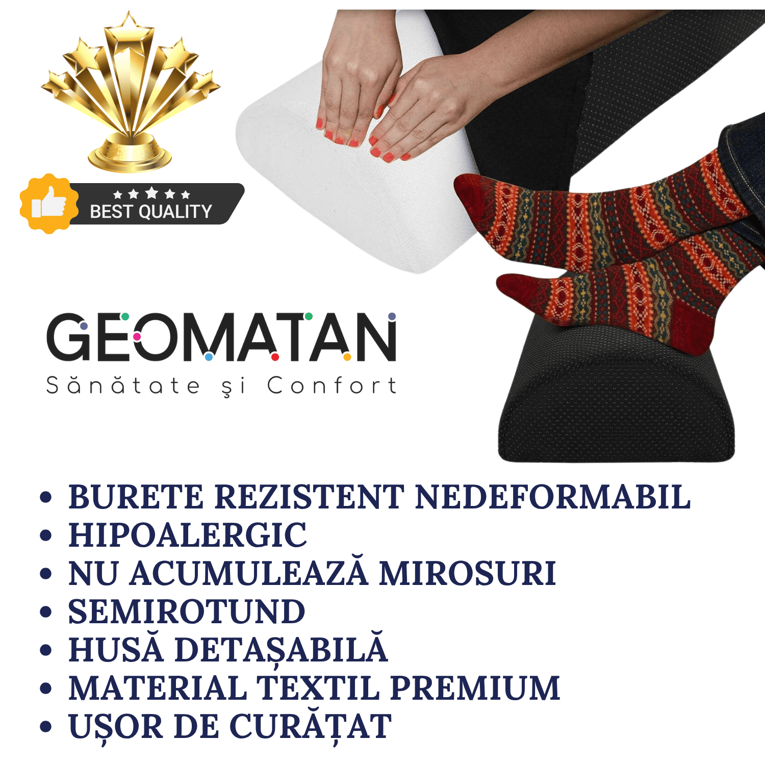 Suport pentru picioare, GEOMATAN®, 5 moduri utilizare, Ergonomic, îmbunătățirea posturii, reducerea durerilor lombare, relaxare musculară, susținere genunchi, stimularea circulației, husă antialunecare, Confortabil pentru birou și acasă, negru obsidian - imagine 9